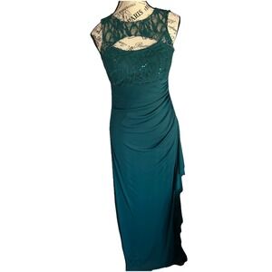 Women's Junior Morgan & Co Teal Dress Size 5/6 Mermaid Ruched Formal Romantic